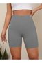 Porfy Model Women's High Waist Laser Cut Gathering Shorts Corset Gray Color 093 - 2