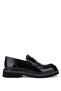 Men's Genuine Leather Black Opening Loafer Shoes
