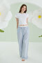 Mavi Crop Pijama Takım