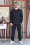 Men's Corduroy Striped Regular Long Sleeve Sweatshirt with Pockets Elastic Waist Lace-Up Pants Set - 3