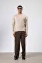 Oversize Soft Textured Crew Neck Sweater Beige - 5