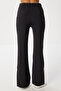 Contrast Stripe Ribbed Knitted Top and Bottom Set Lfw0010 Black - 7