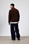 Oversize Knitwear High Neck Sweater Brown - 4