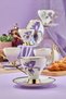 Floral Gilt 6 Person 180 ml Porcelain Tea and Coffee Cup Set Ckr3520 Purple - 5