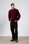 Crew Neck Oversize Knitwear Sweater Burgundy - 2