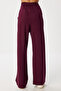 Contrast Stripe Detailed Knitted Top and Bottom Set Lzv0034 Mürdüm - 5
