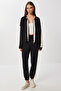 Contrast Stripe Knitted Top and Bottom Set Lzv0035 Black - 3