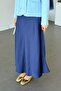 Hm Satin Skirt Navy Blue - 4