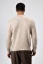 Oversize Soft Textured Crew Neck Sweater Beige - 4