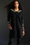 Women's Hooded Kilim Jacquard Tassel Wool Coat Black - 5