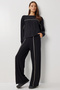 Contrast Stripe Detailed Knitted Top and Bottom Set Lzv0034 Black