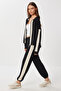 Contrast Stripe Knitted Top and Bottom Set Lzv0035 Black