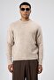 Oversize Soft Textured Crew Neck Sweater Beige - 3