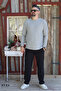 Men's Corduroy Striped Regular Long Sleeve Sweatshirt with Pockets Elastic Waist Lace-Up Pants Set