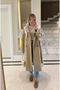 Beige Scarfed Long Trench Coat - 7535