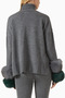 Cropped Polo Sweater, Stylish and Luxurious Women's Wool-Cashmere Sweater, with Fur Detailing - 3