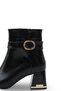 Women's Heeled Boots Square Toe Leather Look Wrinkled Shiny 6.5 cm Thick Heel Gold Buckle Detail - 7