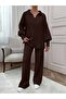 V-Neck Collar Acrylic Fabric Knitwear Set Brown - 4