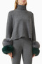 Cropped Polo Sweater, Stylish and Luxurious Women's Wool-Cashmere Sweater, with Fur Detailing