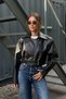 Zr Model Padded Oversize Black Biker Leather Jacket - 3