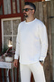 Men's Quilted Fabric Regular Long Sleeve Sweatshirt with Pockets Elastic Waist Lace-Up Pants Set - 3