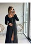 Buketli̇ Women's Front Zipper Maxi Length Long Sleeve Ottoman Dress - 2