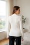 Women's White Finger Detailed Stretchy Long Sleeve Bodysuit - 4