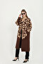 Women's Teddy Plush Gold Buttoned Towel Patterned Slit (V) Pocketed Collar Long Cardigan - 4
