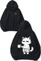 Coffee Cat Design Back Printed Black Hooded Sweatshirt