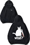 What Cat Design Back Printed Black Hooded Sweatshirt