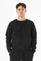 Black Men's Basic Sweatshirt 3-Thread Ribbed Comfortable Fit - 5