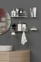 Chrome Silver Adhesive 4-Piece Bathroom Set Shower Shelf, Soap Dish, Toothbrush Holder Metal Organizer - 5
