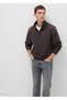 Loose Fit Basic Sweatshirt with Zipper. - 2