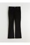 Lcw Modest Black Slim Fit Flared Velvet Women's Trousers - 5