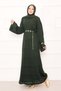 Baklava Pattern Openwork Knitwear Dress Khaki - 3