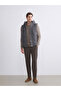 Anthracite Standard Fit Stand Collar Velvet Men's Vest - 2