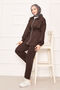Pile Detailed Zippered Double Suit Brown - 2