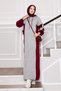 Hooded Sportswear Knitwear Dress Burgundy-Grey - 5