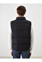 Black Standard Fit Stand Collar Men's Puffer Vest - 5