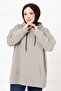 Kangaroo Pocket Hijab Sweatshirt Stone - 2