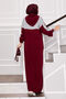 Hooded Sportswear Knitwear Dress Burgundy-Grey - 7