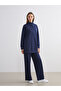 Alita City Lcw Modest Navy Blue Interlock Plain Oversize Women's Sweatshirt Tunic with a Difference - 3