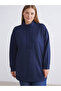 Alita City Lcw Modest Navy Blue Interlock Plain Oversize Women's Sweatshirt Tunic with a Difference - 2