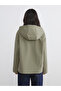 Khaki Hooded Oversized Leather Look Women's Raincoat - 4