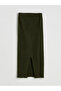 Khaki Slim Fit Slit Skirt - 6