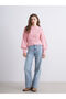Pink Crew Neck Women's Knitwear Sweater - 2
