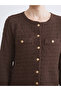 Lcwaikiki basic brown crew neck textured women's cardigan - 3