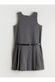 Lcw Kids Gray Crew Neck Striped Girls' Dress - 3