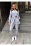    Women's Long Sleeve Turtleneck Front Buttoned Blouse and Trousers Yumoş Double Set