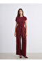 Soulife burgundy bicycle collar belted blouse - 2